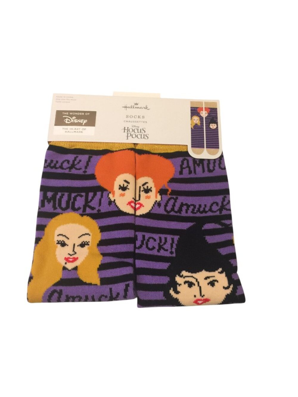 Disney Hocus Pocus Sanderson Sisters Amuck Amuck Ladies OSFM Striped Crew Socks